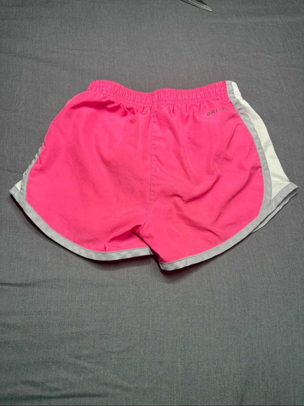 Nike Girls Hot Pink Athletic Shorts with Gray Trim